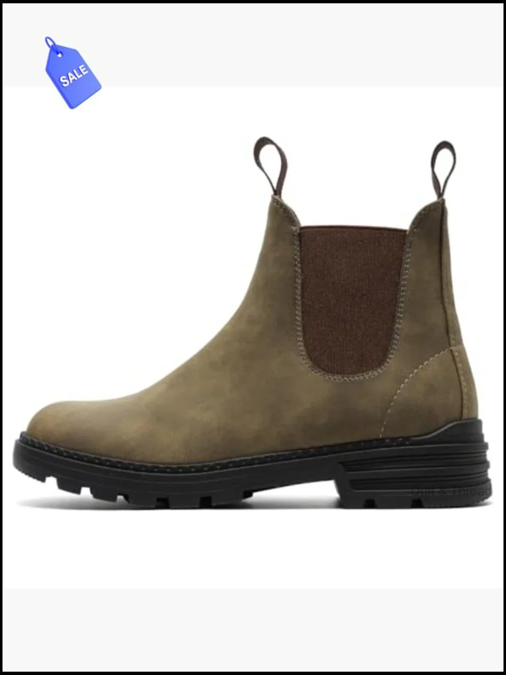 Women's Waterproof Chelsea Hiking Boots Faux Leather Ankle Pull-On Low Heel